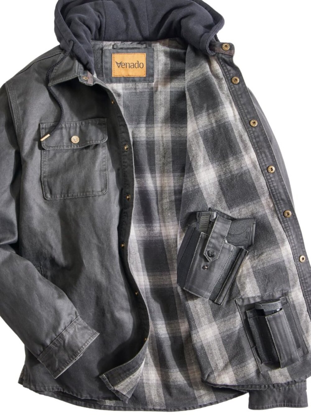 Concealed Carry Smuggler Hooded Chore Coat - Black | Medium